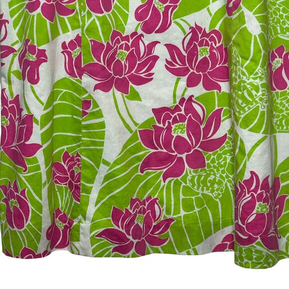 Vintage Lilly Pulitzer Frog Lily Pad Floral Dress Pink Green Sleeveless Women 4 - Picture 5 of 9